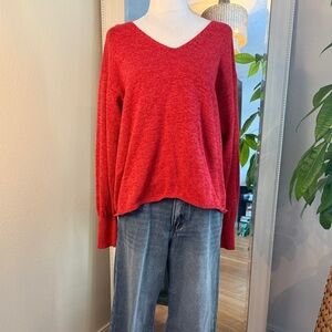 Cameron Bure Cozy Women's V-Neck Red Sweater